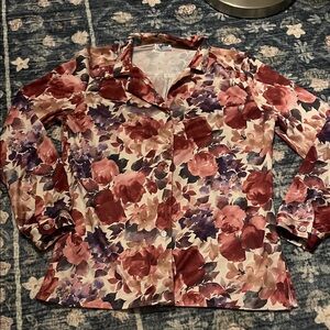 Chico's Floral Button Down Shirt - Red and Purple